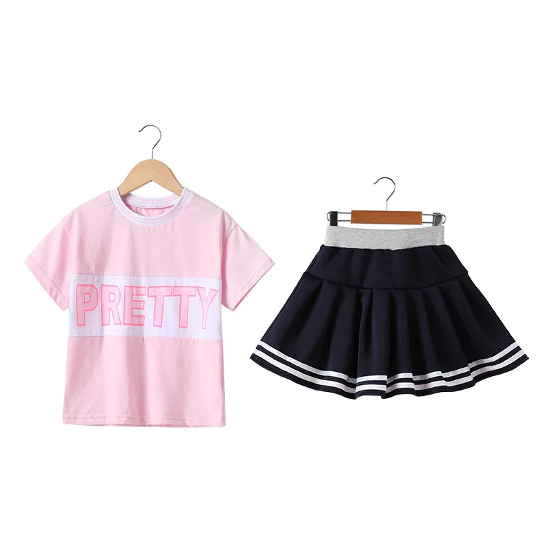 

Girls short sleeve suit Cartoon Kids Girls Clothes Girl Set Children Baby Girl Summer Clothes 2pcs Vest Tops+Lace Tutu Skirt