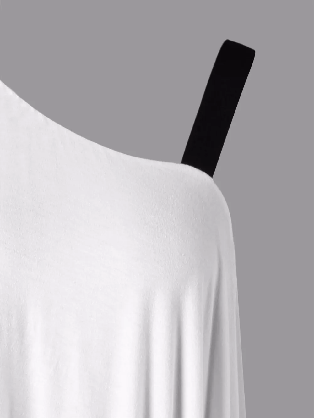 VESTLINDA Skew Collar Color Block Black White Overlay Asymmetrical Tee Two Tone T Shirt Women Casual Tops Summer 2018 T-shirt 7