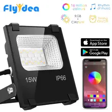 RGB LED Floodlight 15W Bluetooth4.0 APP Group Control Outdoor Smart Flood Light IP66 Waterproof Garden Color Changing Spotlight