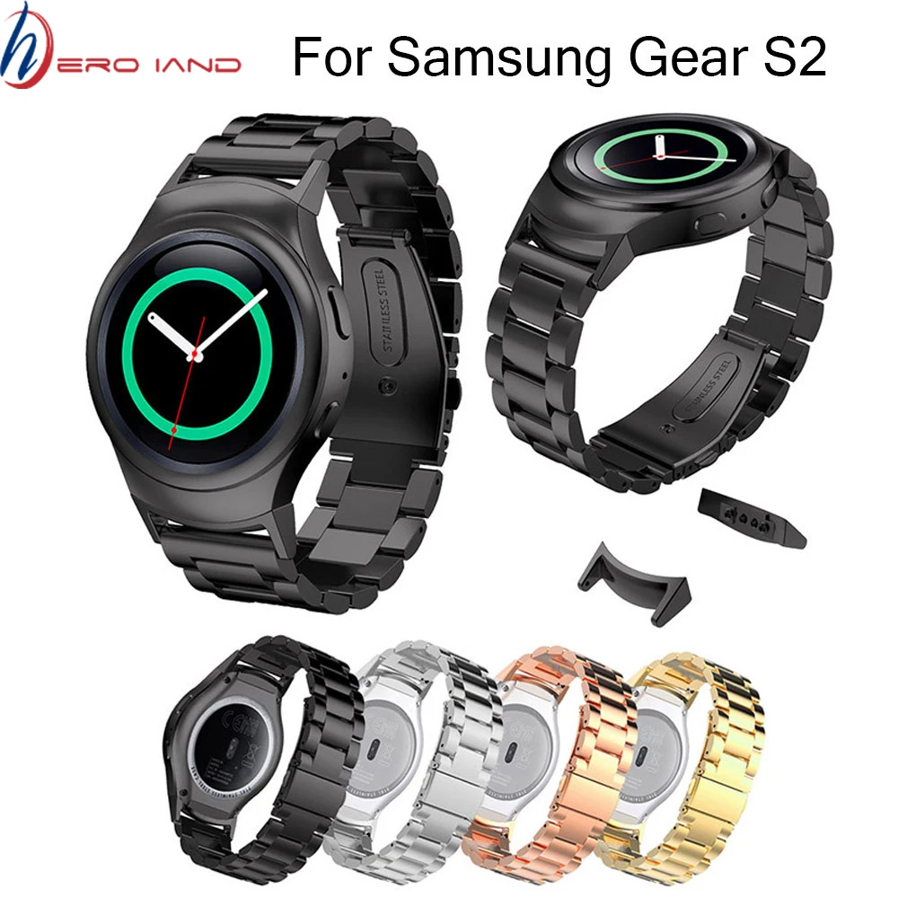 Correa de reloj Gear S2, adaptador de conector + correa de acero inoxidable para samsung gear S2, pulsera de SM R720, de reloj de Metal|Accesorios inteligentes| - AliExpress