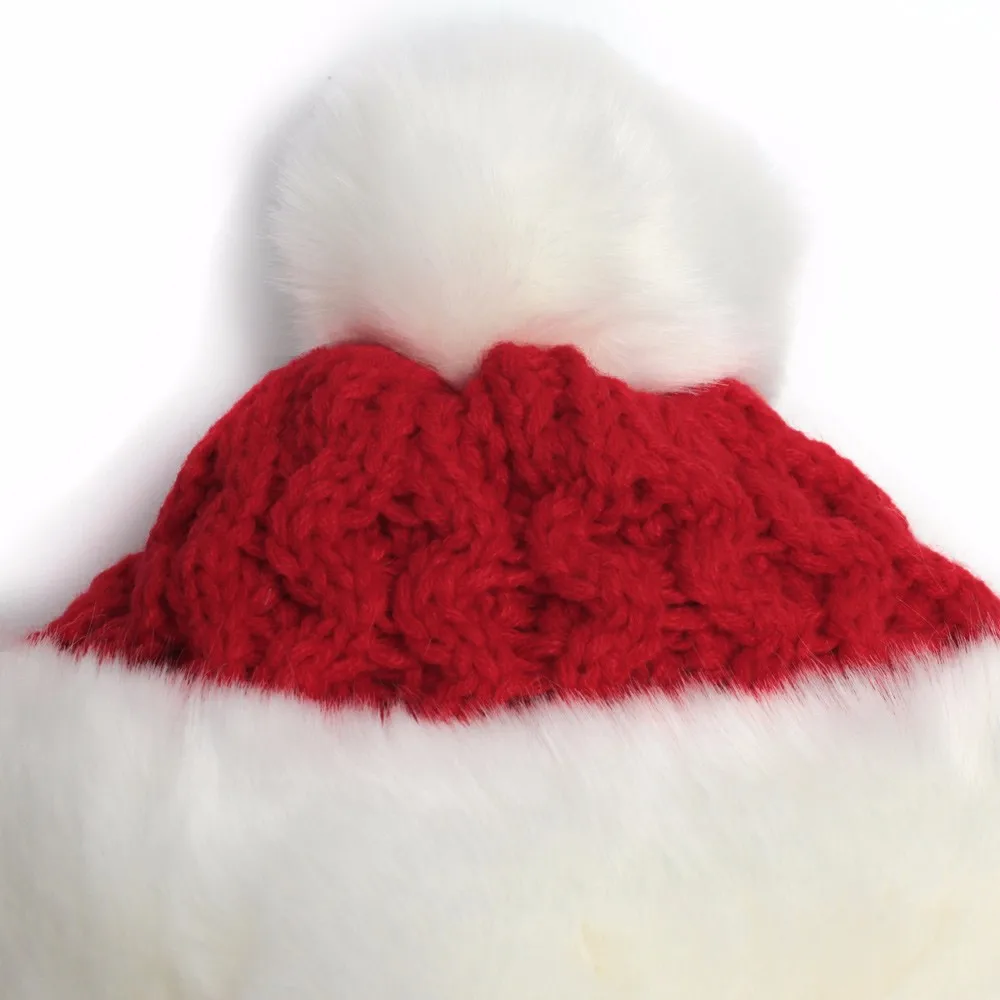 2016 Christmas Hats For Adults Women Winter Twisted Knit Beanies With Pompom Imitation Rabbit Hair Thick Warm Snow Earflap Cap (3)