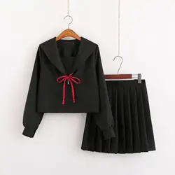 2 шт. школьная форма для девочек Аниме Косплей черный топ + юбка девушки костюмы моряка японская форма для школьников костюм bb80291ad