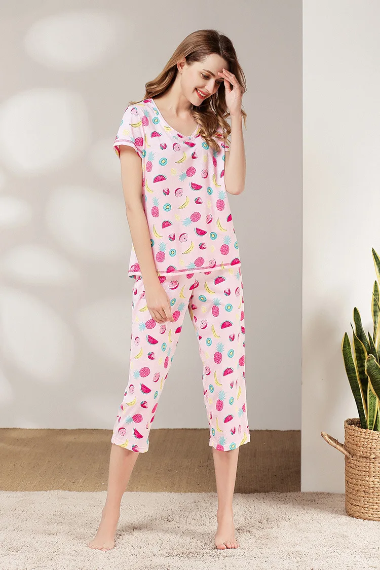 Free shipping.Brand casual summer women thin Sleep Pajamas set,sleeping