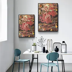 Стены искусства масла Pictutre камень, абстрактные Art с Фламинго мозаика стиль печати холст плакат Декор для дома на холсте 40x50 см
