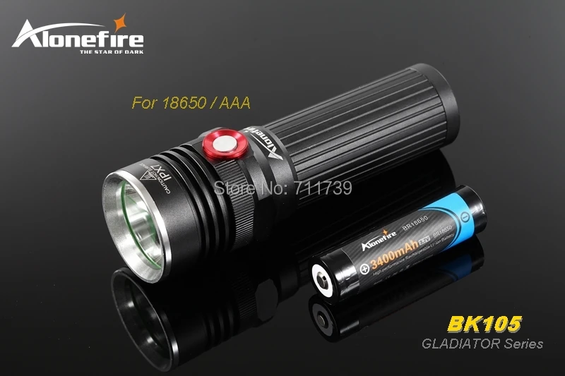 AloneFire GLADIATOR Series BK105 CREE XM-L2 светодиодный 3 режима плавная регулировка светодиодный фонарик для 1x18650/3 x AAA батареи