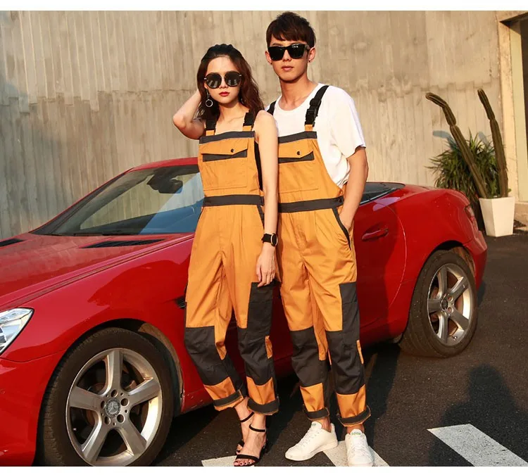 CCGK Men bib overall work coveralls uniform fashion locomotive dancing hip hop strap jumpsuit pants repairman sleeveless overalls (16)