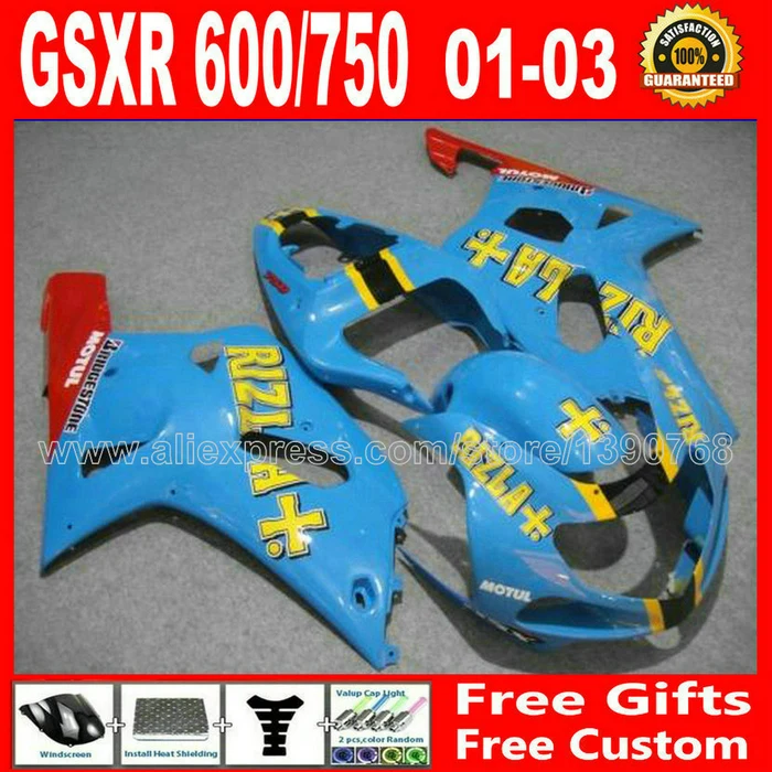 

Custom Factory directly fairing kit for popular blue red 2001 2002 2003 SUZUKI GSXR 600 750 K1 GSX R600 R750 01-03 fairings kit