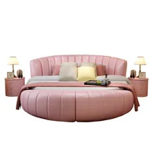 200 см X 200 см современная кровать из натуральной кожи белый розовый фиолетовый цвет мебель для спальни