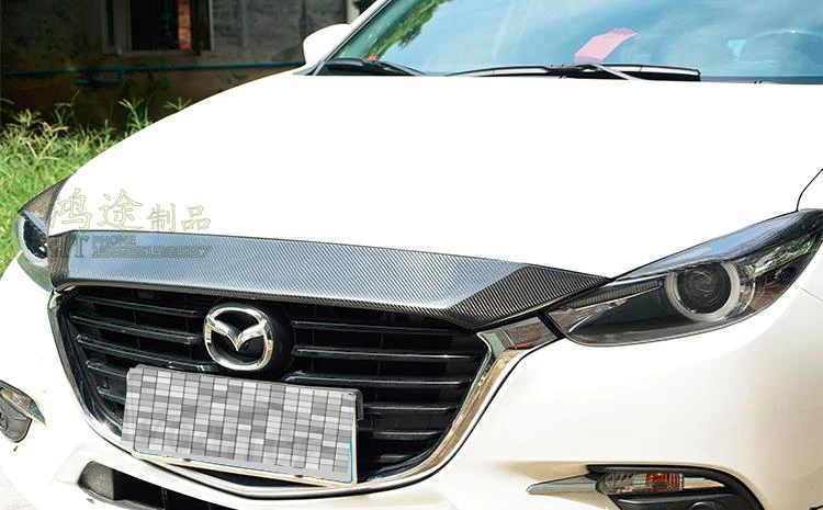 Высокое качество Настоящее углеродное волокно автомобиля капот декоративные полосы панели для Mazda 3 AXELA
