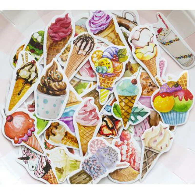 

50PCS/Box Kawaii Ice Cream Paper Stationery Sticker Cute Scrapbooking Decorative DIY Diary Planner Label Journal Stickers