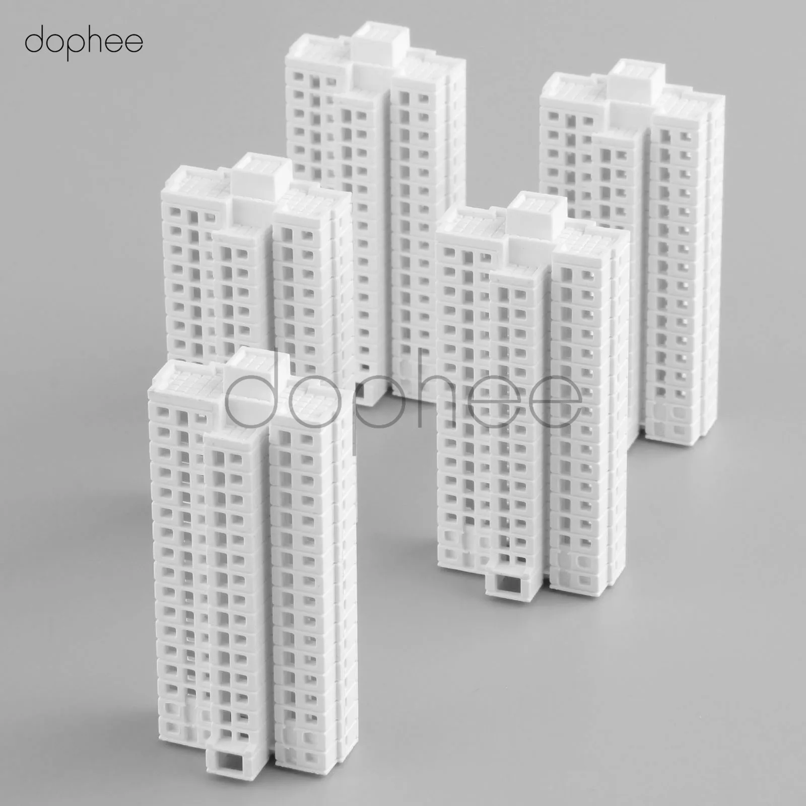 Dophee 5 шт. белый пластик 1: 500 высокая модель здания архитектурное Строительство DIY 3D