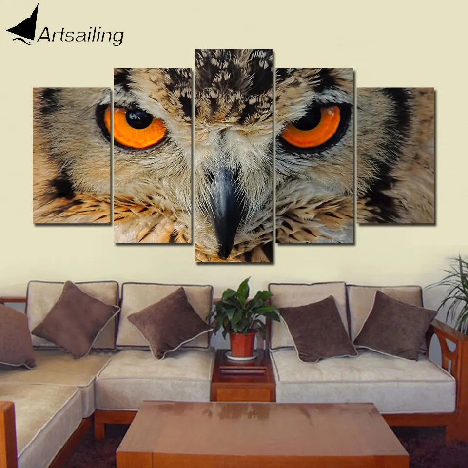 Us 5 99 40 Off Artsailing 5 Panel Wall Art On Canvas Home Decoration Accessories Modern Indian Owl Modern Decorative Canvas Art Print Up 315 In