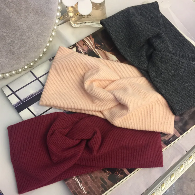 1 шт. Женская однотонная теплая шерстяная повязка на голову|wool knitted headbands|knitted