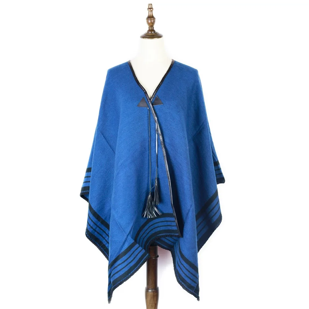 ponchos capes cardigan poncho ladies opened wraps shwals winter blue