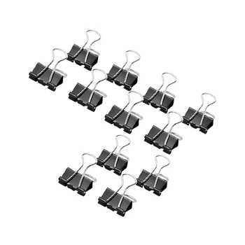 

12 piece collection metal black documents binding clips 15mm-SCLL