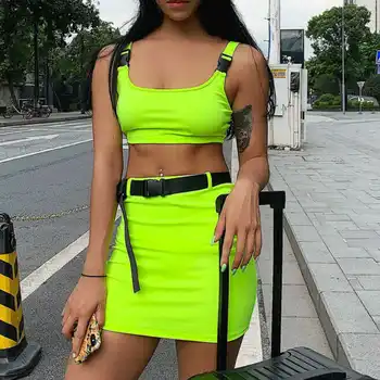 

Women Sexy 2 Piece Set Bodycon Two Piece Crop Top and Skirt Set Summer Women Outfits Set