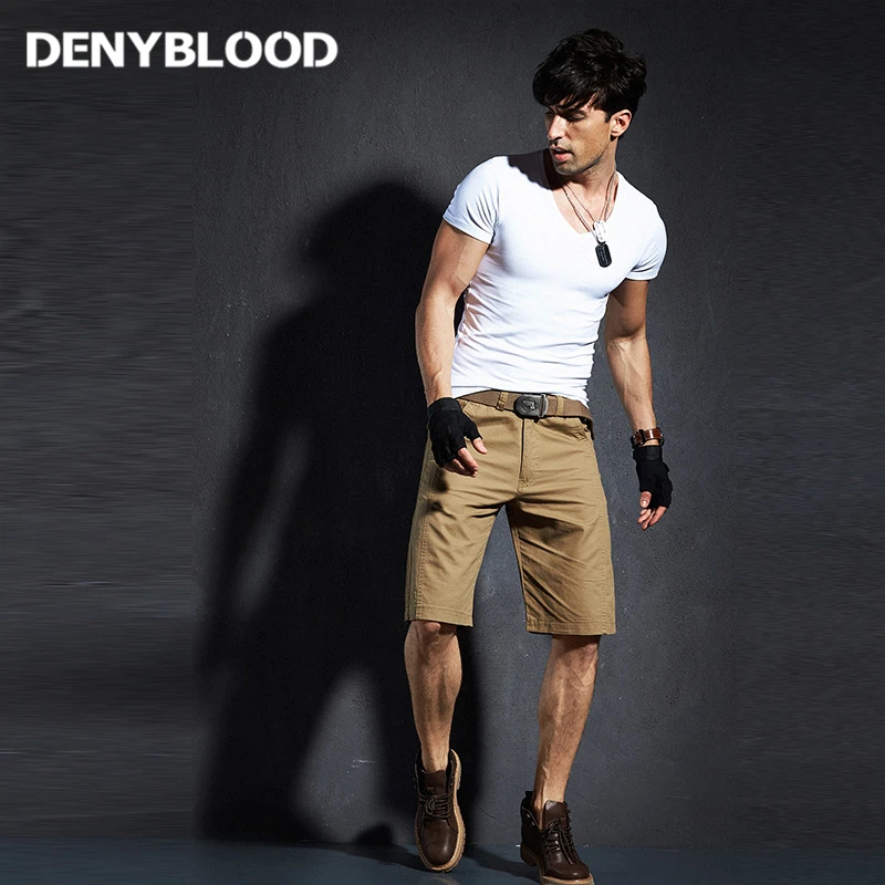 Denyblood джинсы сезон: весна–лето мужские шорты хлопок прямые шорты-карго Мужская одежда Повседневная Короткие штаны W202