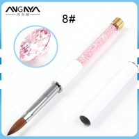 ANGNYA 1Pcs Acrylic Handle With Rhinestone Kolinsky Oval Nail Art Brush For Acrylic 8#/10# Oval Single Piece A003 1