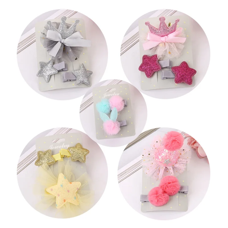 

1Pack=3PCS Hot Sale Children New Hair Clips Cute Crown Flowers Safety Barrettes BB Clip Little Girls Gifts Kids Hair Accessories