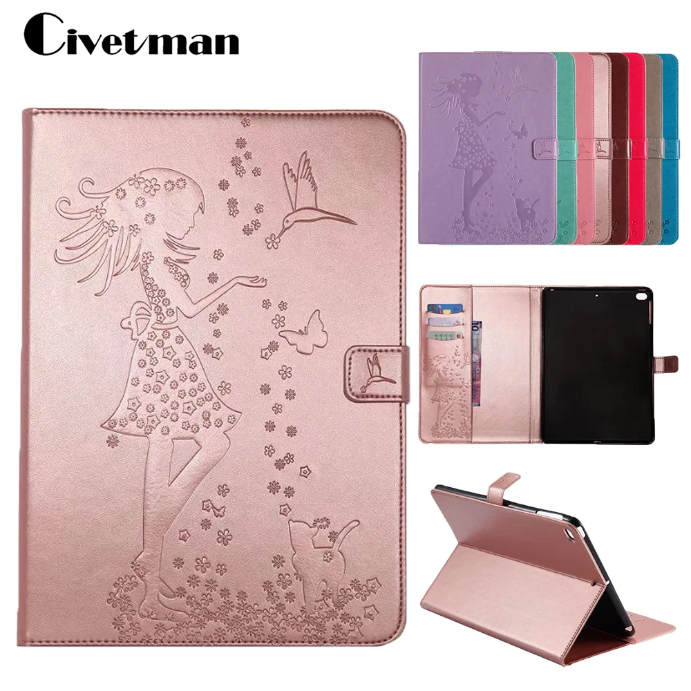 

For iPad air 2 Cover Embossing Leather Case For ipad 5 6 Case 9.7inch For Apple iPad air 1/2 Case Smart Wake Stand Tablet Cover