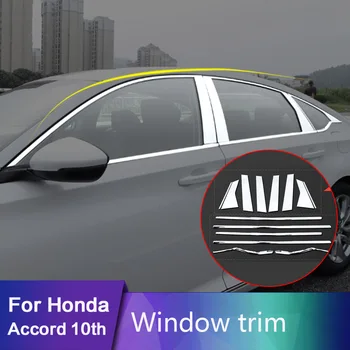 

For Honda Accord 10th 2018 2019 2020 12pcs/set Door Window Sill Pillar Post Cover Trim Garnish