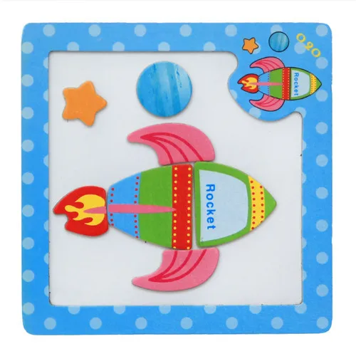 24Styles 3D Magnetic Puzzle Jigsaw Wooden Toys 15*15CM Cartoon Animals Traffic Puzzles Tangram Kids Educational Toy for Children 11