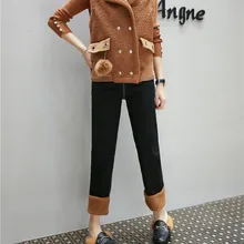 MUMUZI, зимние теплые толстые джинсы из овечьей кожи, женские штаны с высокой талией, синие джинсовые брюки, прямые женские штаны, Femme Pantalon