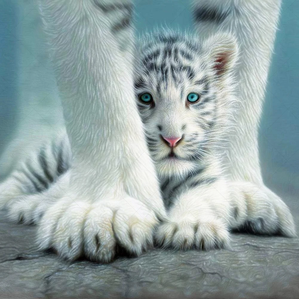 

Diamond Painting Full Square Drill 5D DIY White Tiger Animal Daimond Painting Embroidery Cross Stitch Mosaic Rhinestone LE01017