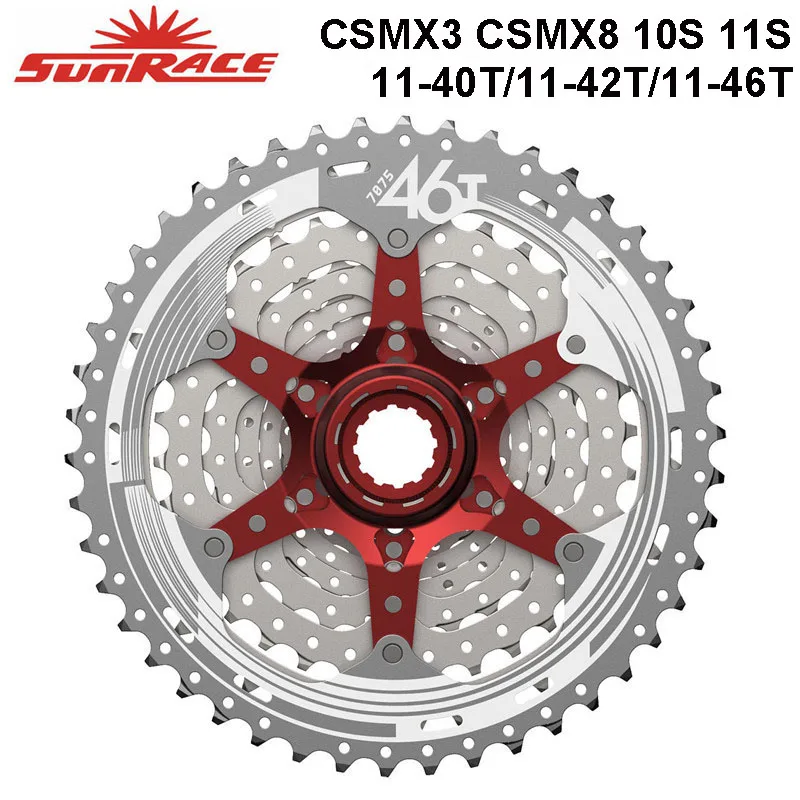 Sunracing CSMX3 CSMX8 MTB велосипед кассета 10S 11S скорость-11-40 T/11-42 T/11-46 T, черный/серебристый велосипед свободного хода