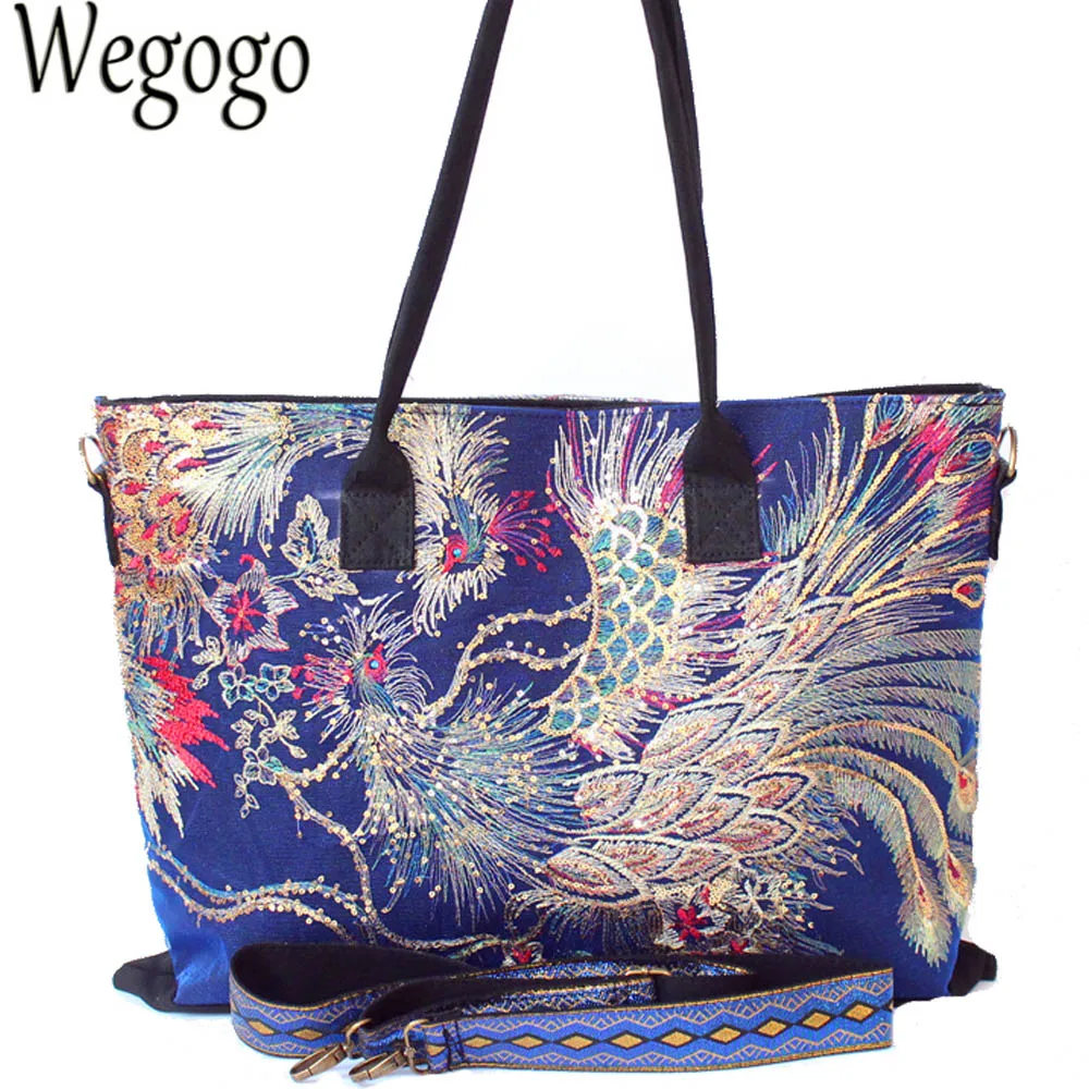 

New Canvas Embroidered Women Handbag National Characteristics Single Messenger Bag Fashion Leisure Crossbody Shoulder Bag