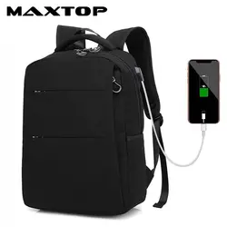 Maxtop Многофункциональный USB зарядки Для мужчин 15 дюймов ноутбуков рюкзаки водонепроницаемый мужской Mochila отдыха путешествия черный