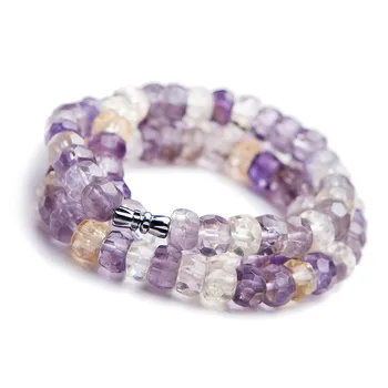 

Genuine Natural Amethyst Citrine Quartz Necklace Healing Crystal Abacus Faced Bead Natural Ametrine Necklace Women Female 9*5mm