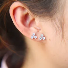 AAA кубический цирконий cz серьги простой треугольной формы три камня прекрасный Искрящийся CZ девушка Минимальный подарок ювелирных изделий