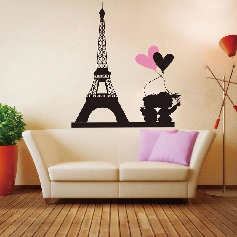Высокое качество,, любовь в Париж, Эйфелева башня, наклейки на стену, съемные виниловые наклейки, домашний декор, декоративные наклейки для дома