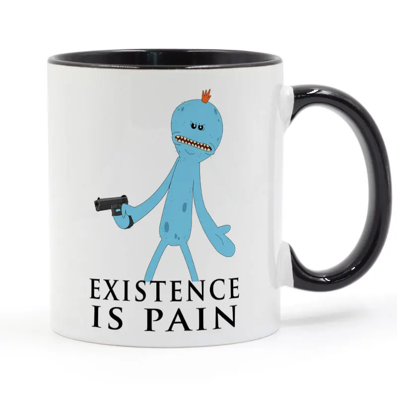 

Mr Meeseeks Rick and Morty Existence is pain Mug Coffee Milk Ceramic Cup Creative DIY Gifts Home Decor Mugs 11oz T1240