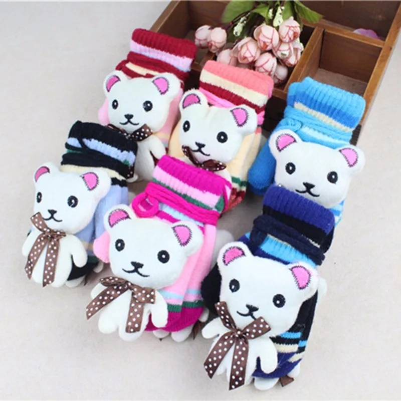 New Kids Gloves Cartoon Bear Infant Gloves Warm Boys Girls Mittens Lovely Crochet Toddler Glove Autumn Winter Baby Accessories (19)
