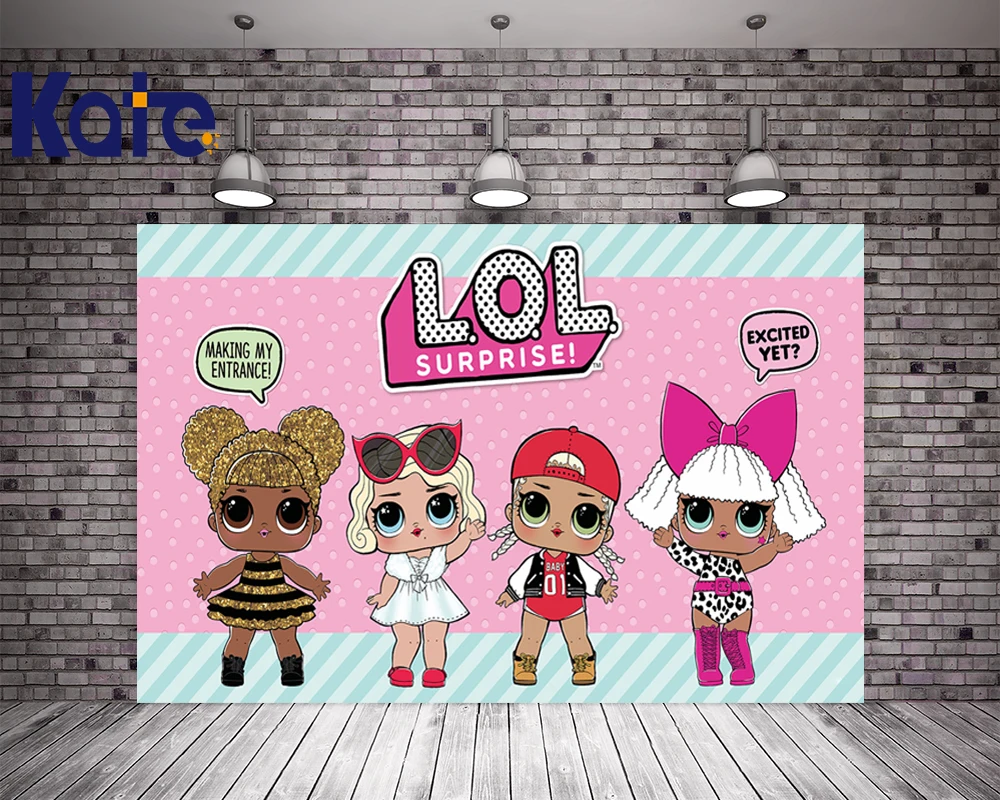 

KATE 5x7ft Photo Background Cartoon Lol Dolls for Kids Birthday Pink Children Photocall Birthday for Baby Photo Studio