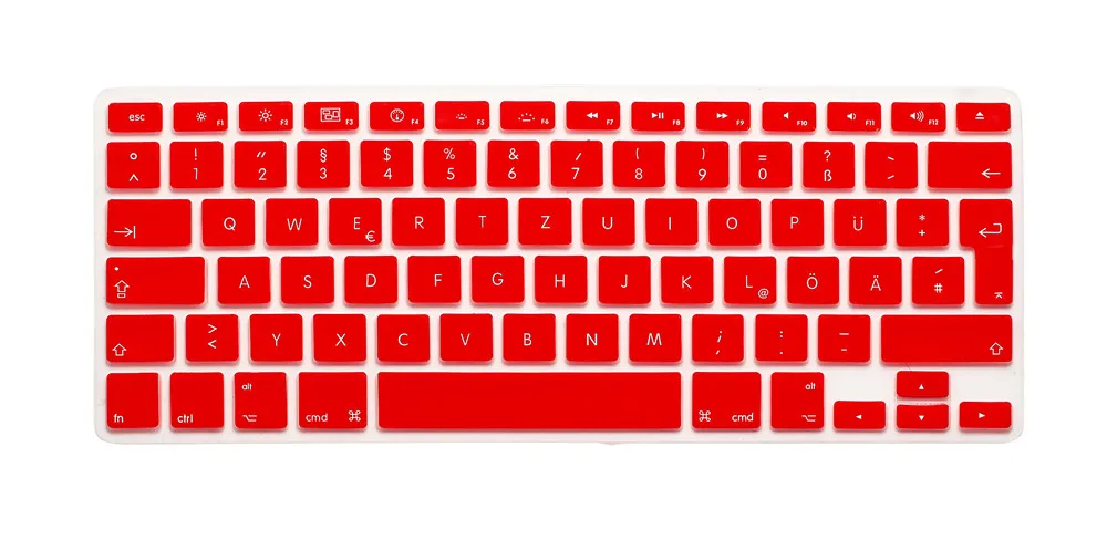 Germany layout Laptop keyboard cover for macbook air13 pro15 retina A1466 A1502 A1278 A1398 EU-Enter Silicon protective film - Цвет: Красный