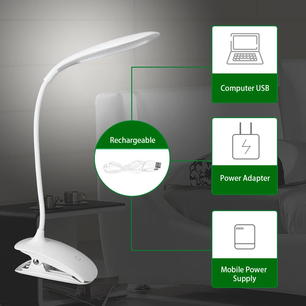

16 Led 5W Table Desk lamp Study Lamp Table Light Rechargeable Touch Sensor Eye Protection Soft Table Lamp lampara led escritorio