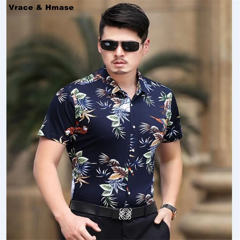 

Summer new arrival personalized fashion printing short sleeve shirt Korea style high-quality mercerized cotton men shirt M-XXXL