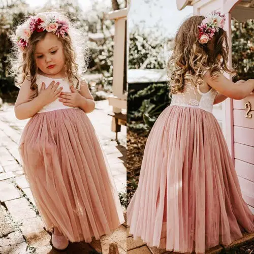 

2019 Princess Baby Kids Girls Tutu Dress Sleeveless Holdiay Beach Dresses Party Pageant Lace Tutu Tulle Summer Children Sundress