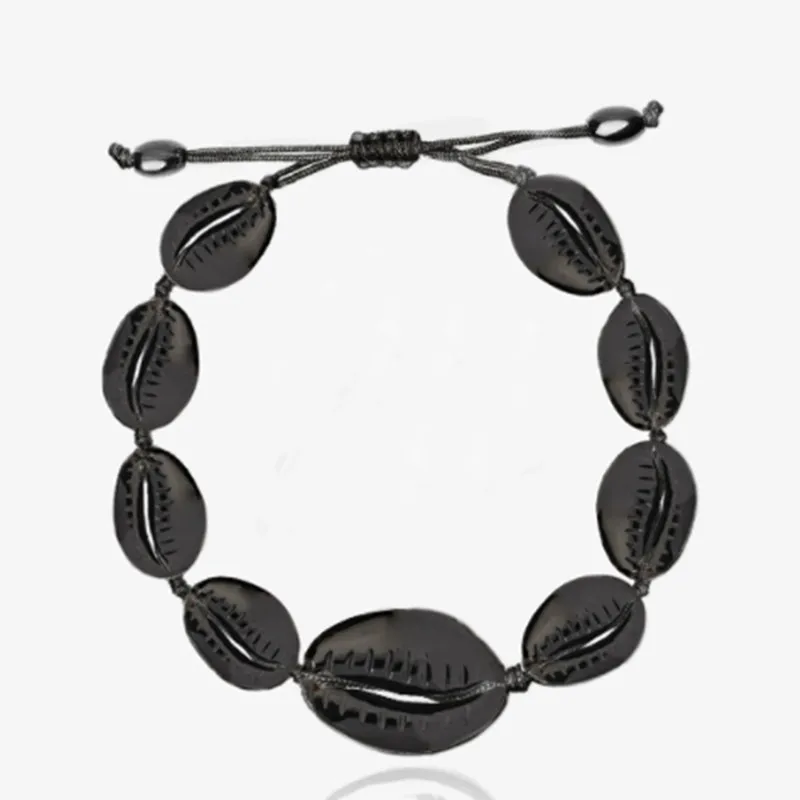 Boho черный металлик мужской браслет с ракушками бижу femme для мужчин pulseira feminina Cowry
