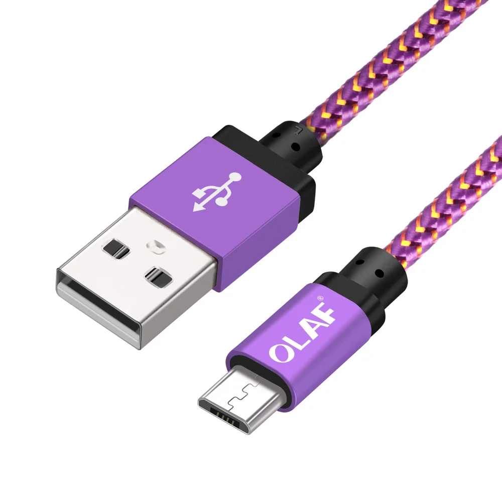 Олаф Micro USB кабель 1 м 2 м 3 м Быстрая Синхронизация данных зарядный кабель для Samsung Huawei Xiaomi LG Andriod Microusb Кабели для мобильных телефонов - Цвет: purple