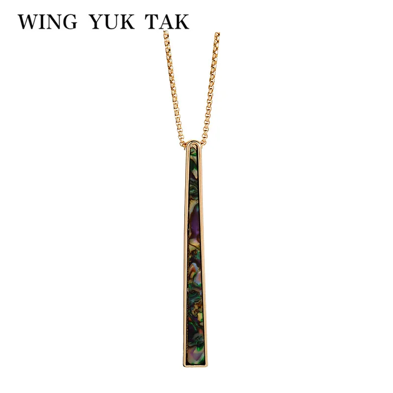 

wing yuk tak Geometric Pendant Necklace For Women Gold Color Chain Long Necklace Boho Beach Jewelry