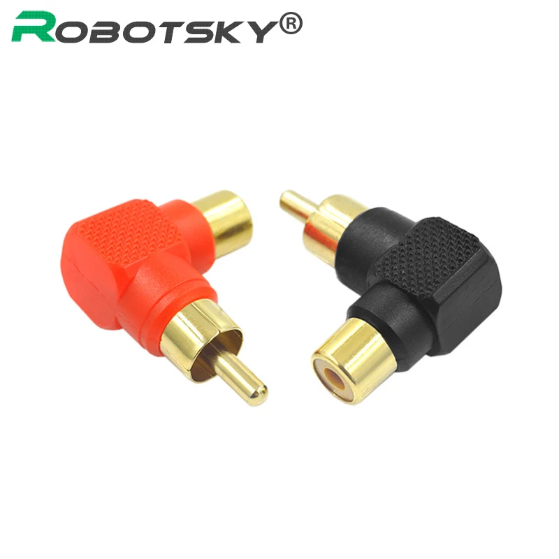 

Gold-plated Male to Female Audio Adapter L-type 90-degree Curved Lotus RCA Right-angle Elbow Male to Female Converter Plug