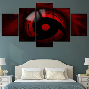 

Wall Art Home Decorative Modular Picture Framework High Quality Canvas Print 5 Piece Anime Naruto Mangekyo Sharingan Painting