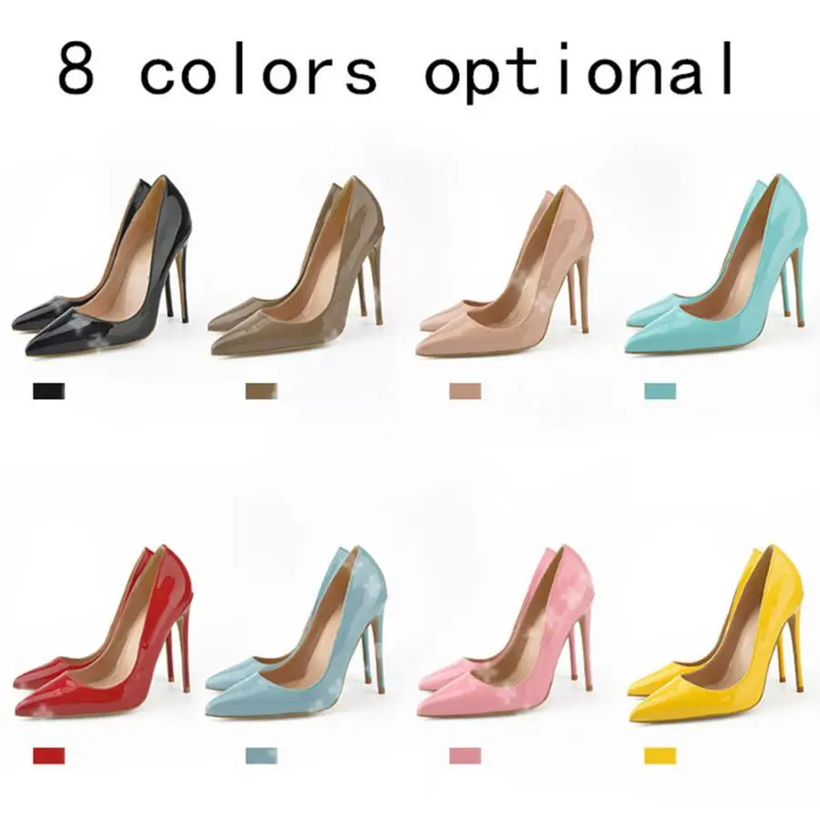 Brand Shoes Women Red High Heels 12 CM Women Wedding Shoes Black Nude High Heels