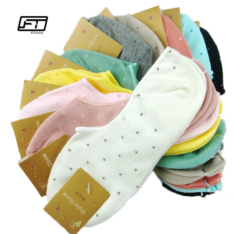 

5 pairs=1 lot cotton invisible dot socks summer women thin candy color ankle socks free shipping