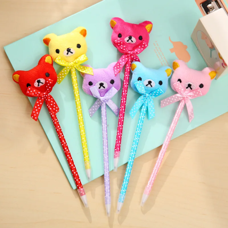 Kawaii Korea Stationery Colorful Lovely Little Bear Ball Pen Bow Tie
