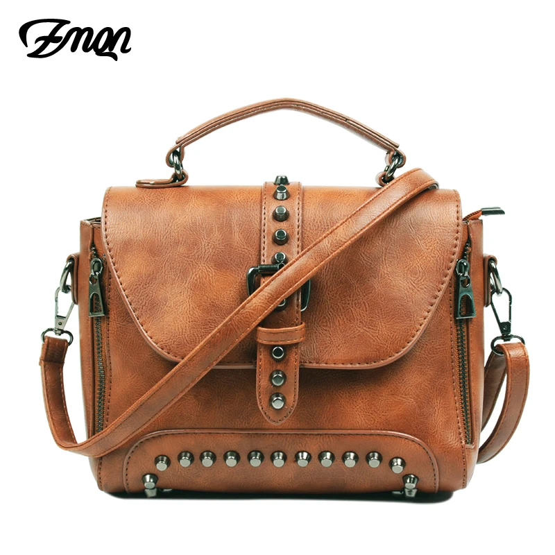 ZMQN Crossbody حقائب للنساء 2019 حقائب كتف الإناث خمر حقائب جلدية حقائب اليد العلامة التجارية الشهيرة برشام صغيرة السيدات A522